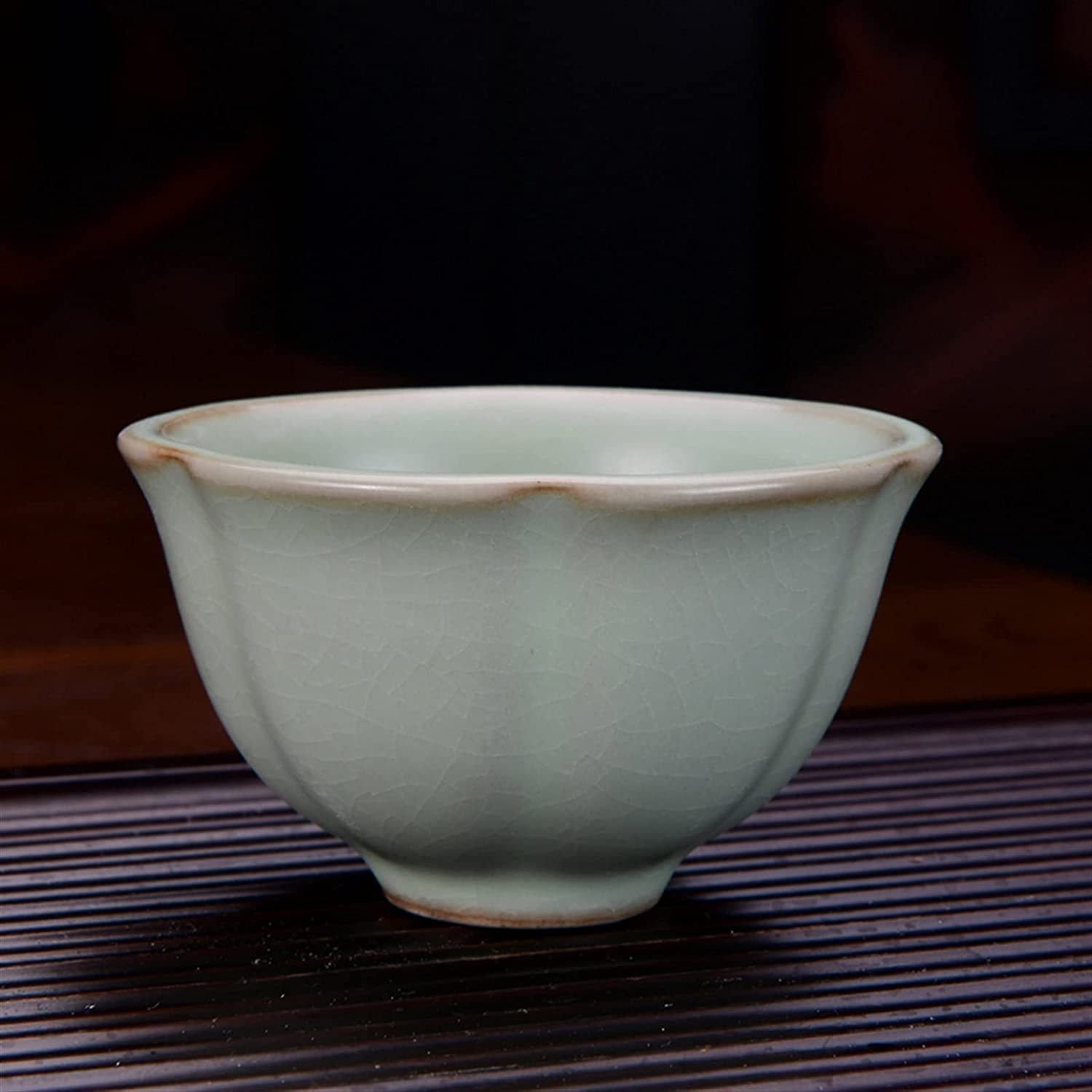 taza de té, Cuencos, lote chino Ru Kiln Crack cerámica taza de té porcelana pequeño tazón hecho a mano juego accesorios maestro individual(O 6.2x3.5cm 40ml)