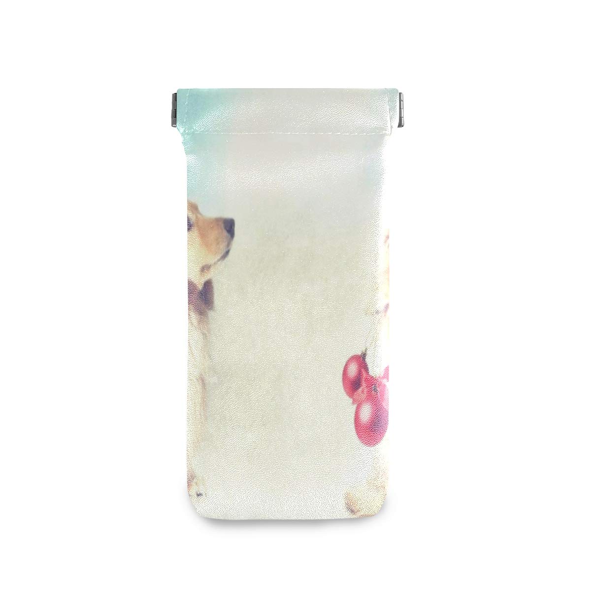 Soft Anti-Scratch Glasses Case Tropical Gold Pine Portable Squeeze Top Leather Eyeglasses Pouch Sunglasses Bag