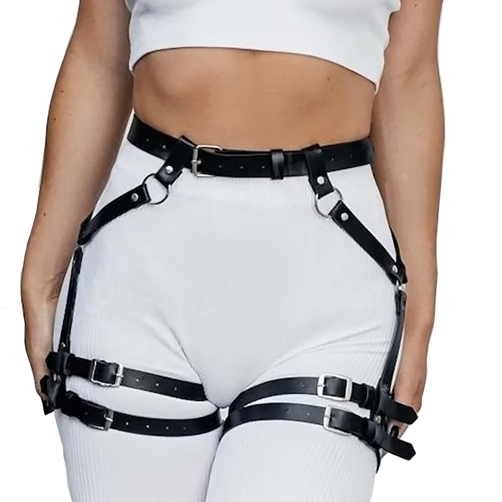 huwaicpiPunk Leather Body Chain,black Waist Belts Leg,Punk leather body chain,Waist Belts Leg Garter Belts Body Chain Jewelry for Women and Girls, criterion