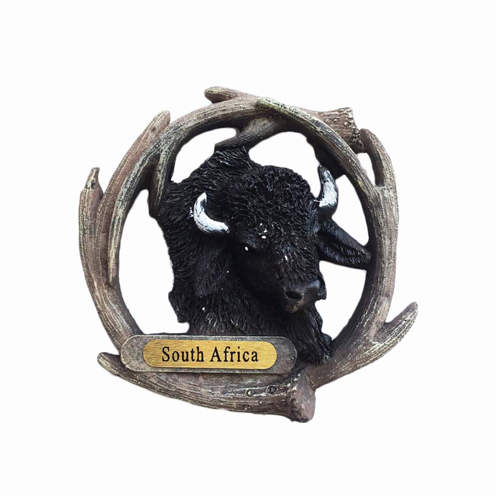 Wedare Magnete Frigorifero 3D Testa Di Bisonte Tanzania Africa - Souvenir Di Viaggio Fatto A Mano, Resina, 8x7 Cm, Regalo Decorativo