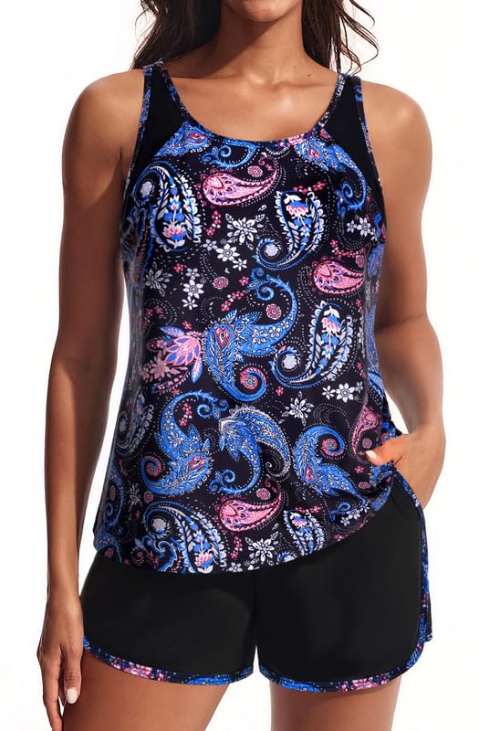 Hanna Nikole Badeanzug Damen Bauchweg Zweiteilig Sport Tankini Push Up...