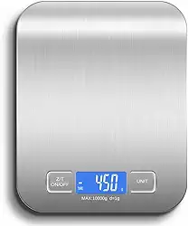 Balança de Cozinha Digital para Alimentos em Inox Resistente a Água Com Base Antiderrapante e Visor de Alta Definição Pesagem de 1g até 10kg