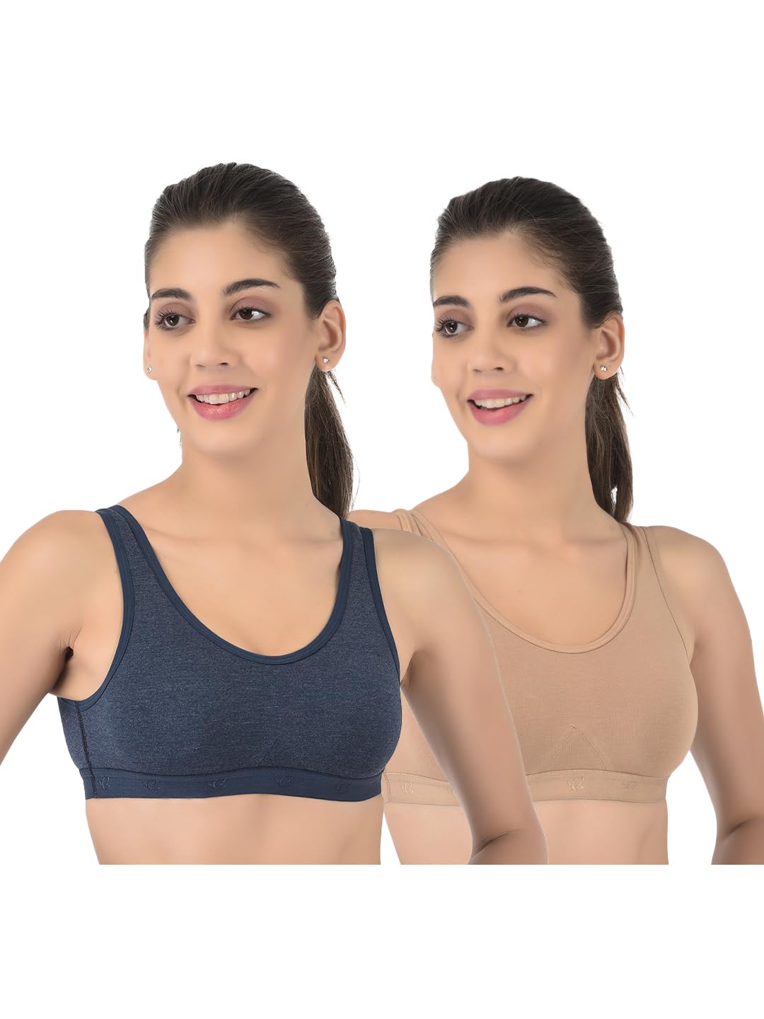 Softline Women's Cotton Rich Wired Non-Padded Molded Sports Bra Combo | High-Support & Breathable Activewear | Soft & Durable for Workouts & Everyday Wear (Pack of 2)-image-36