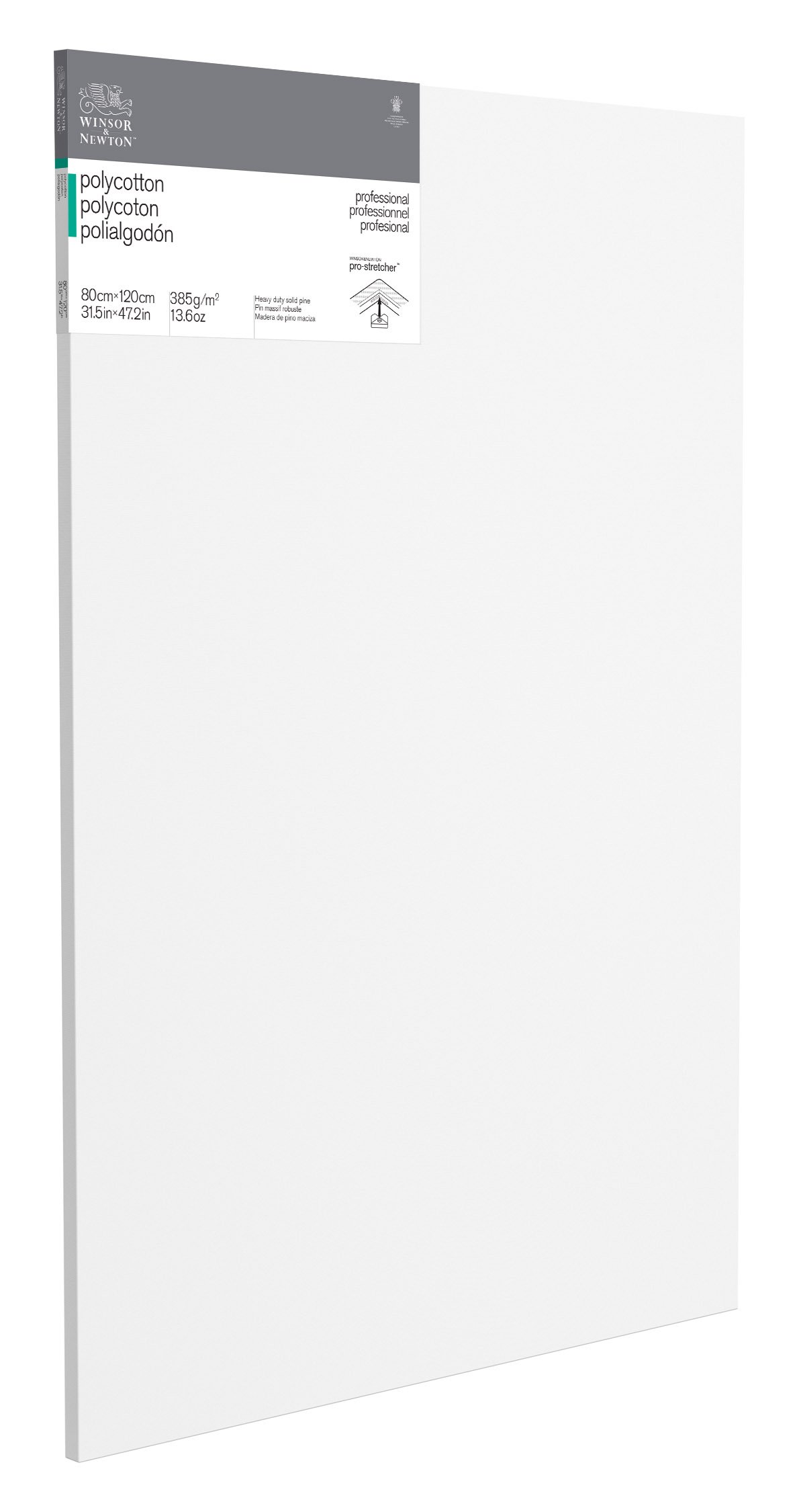 Winsor & Newton 6206041 Professional Keilrahmen aus Baumwollmischgewebe, 385 g/m², 3-fach grundiert, mittlere Körnung, ideal für die Ölfarben und Acrylfarben - 80x120cm