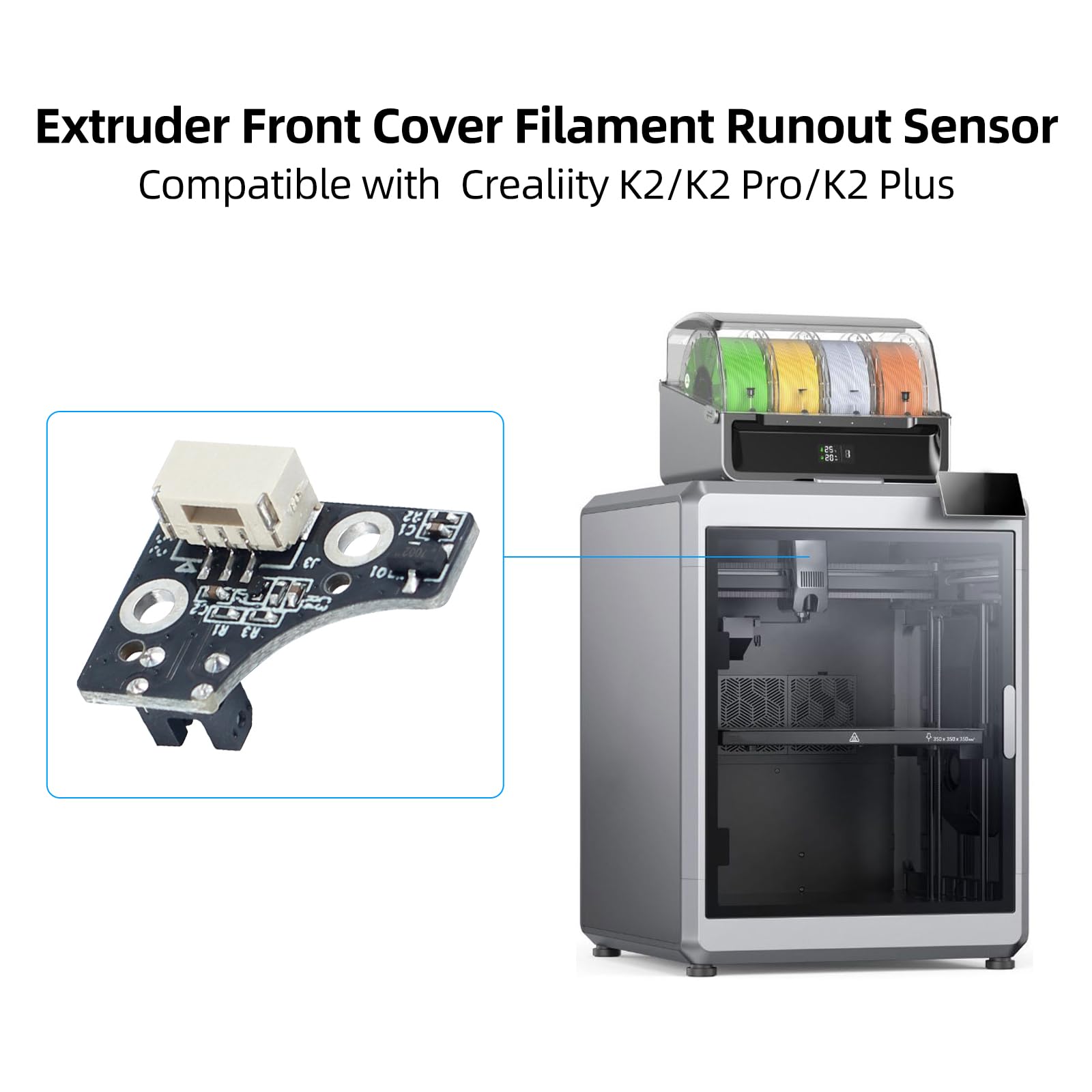 BCZAMD Zastępująca płyta do wykrywania filamentu do K2-Plus: oryginalna część wytłaczarki materiał moduł czujnika PCBA Break Detector kompatybilny z drukarką 3D Crealiity K2 Pro Combo K2P M300