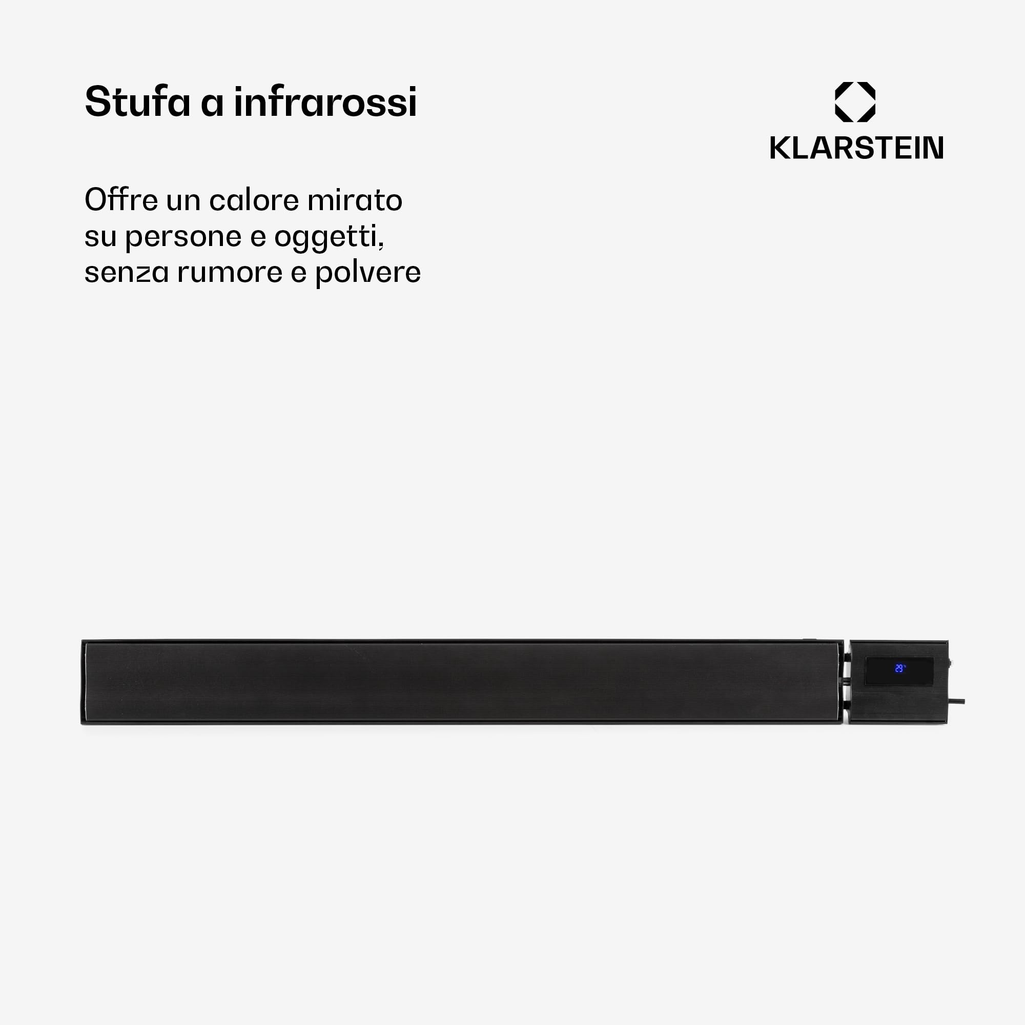 Blumfeldt Stufa Elettrica Basso Consumo, Colonnina Elettrica da Giardino 2400W, Termosifone Elettrico, Pannello Radiante Infrarossi con Telecomando Display LED, IP44, No CO2