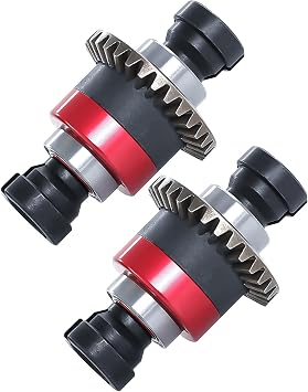 Upgraded Aluminum Alloy Steel Assembled Differential 30T 0.8Mod V2 Fit for 1/18 ARRMA GROM Typhon Granite GROM Mini Mojave GROM 2S RC Cars, 2Pcs Red