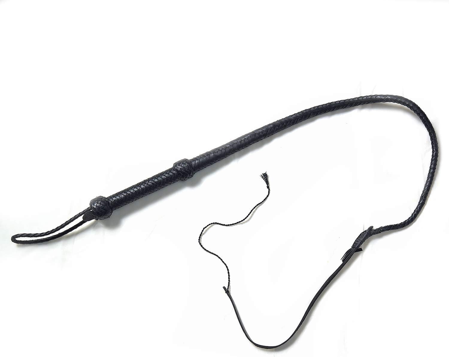 Bare Sutra Training Tails | Fully Handmade Genuine Leather Whips | Horse & Bull Obedience Training Whips | Braided Heavy-Duty Handle | Plait Weaved Riding Crops Whip (3 feet, Black)