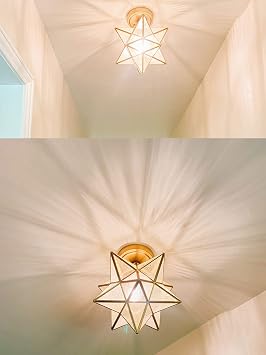 HOLKIRT 1-Pack Globe Ceiling Light and 1-Pack Moravian Star Ceiling Light Bundle