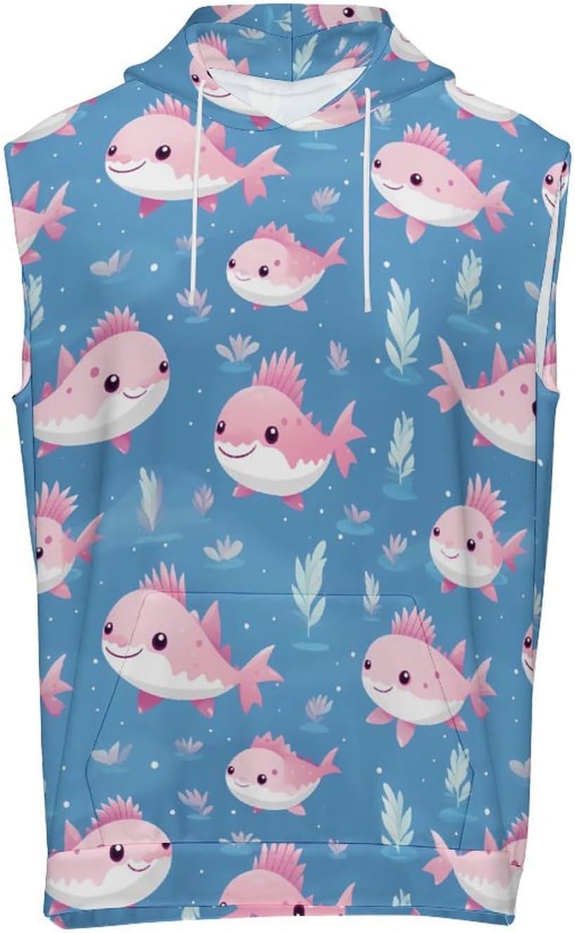 Men's Workout Hooded Tank Tops Sleeveless Muscle Gym T-Shirts