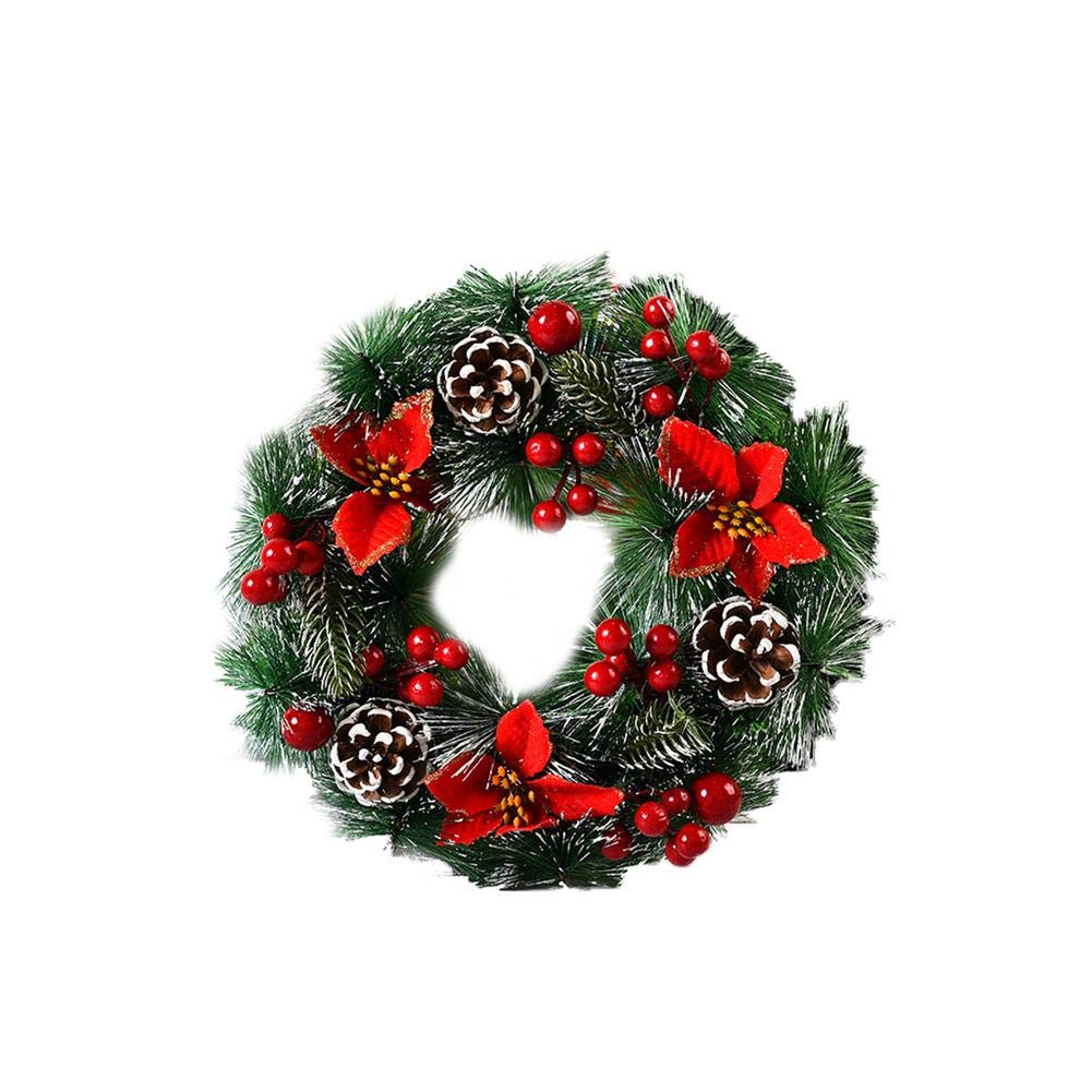 Wieniec bożonarodzeniowy Sztuczny wieniec Dekoracje świąteczne Wianek wiszący Wieniec bożonarodzeniowy Girlanda Ozdoby bożonarodzeniowe Okno Drzwi Decoratio (Kolor: B) (E) (C)
