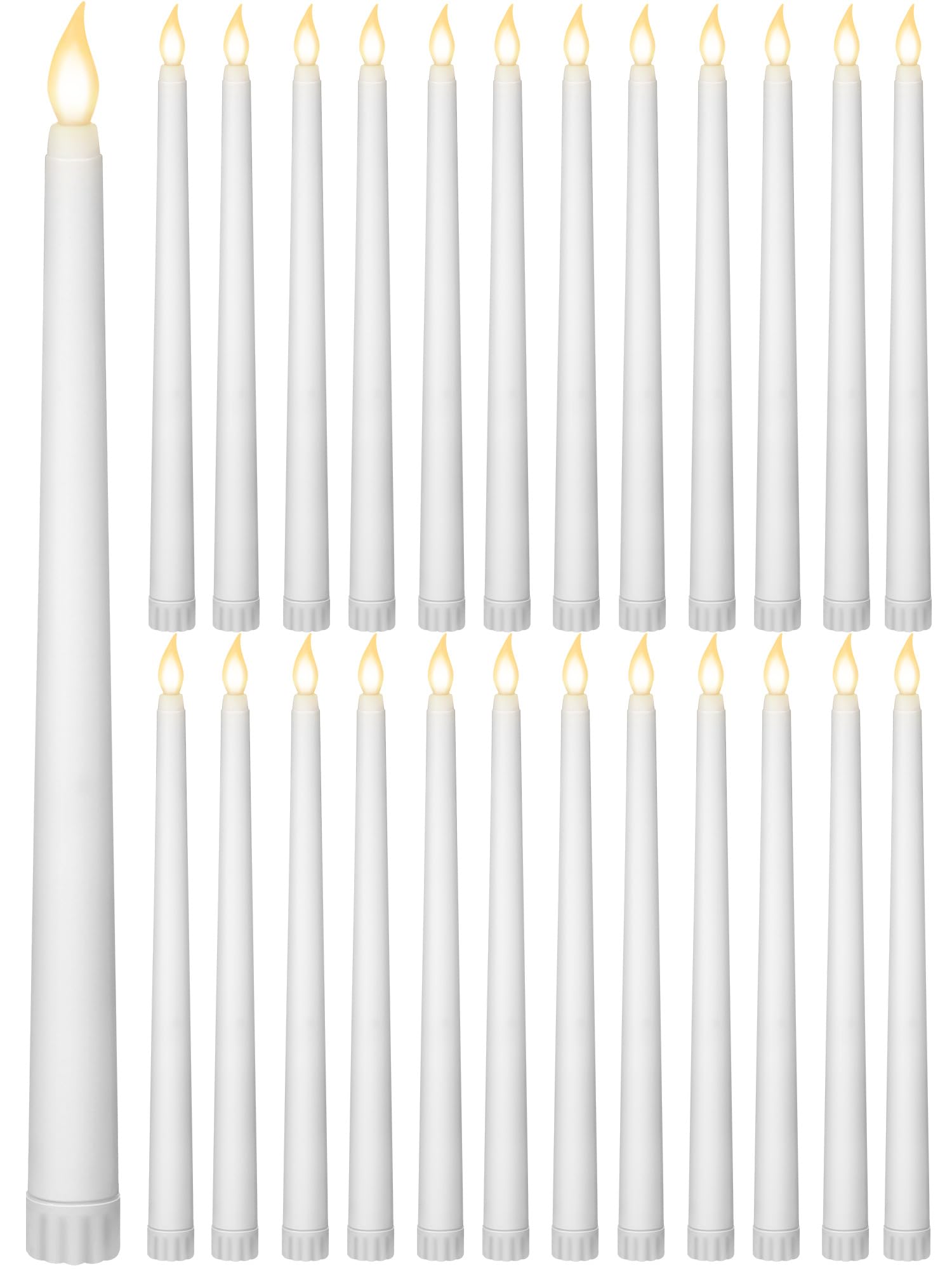 Photo 1 of Treela 24 Pcs LED Taper Candles Battery Operated Flameless Taper Candles Bulk Lights LED Candles for Valentine's Day Birthday Wedding Party Supplies (White)