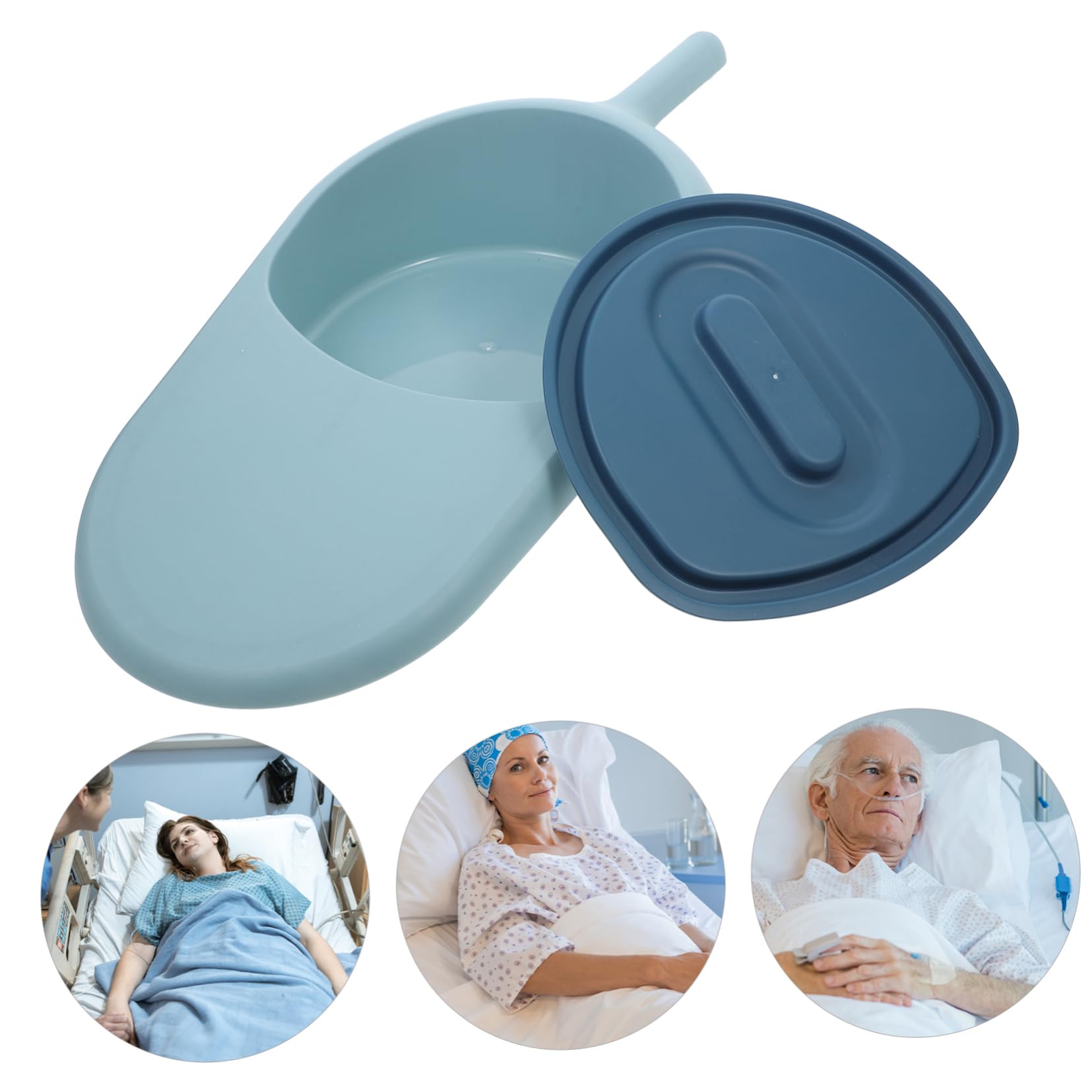 COLLBATH Padella per Anziani Allettati con Coperchio Antitrabocco Portatile in Pp per Donne e Uomini, Design Semplice e Moderno per Uso Ospedaliero e Domiciliare