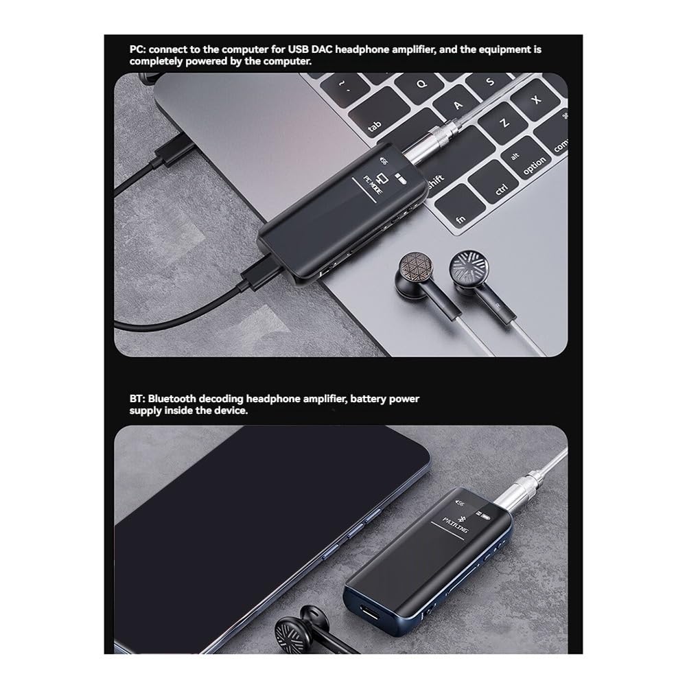 Amplificatore per Cuffie Bluetooth 5.1 USB AMP Hi-RES Amplificatore per Cuffie 2* ES9219MQ DSD256 LDAC/Uscita 3.5/4.4mm Supporta LDAC/HD/MQA per Smartphone/PC/Audio Auto/Casa