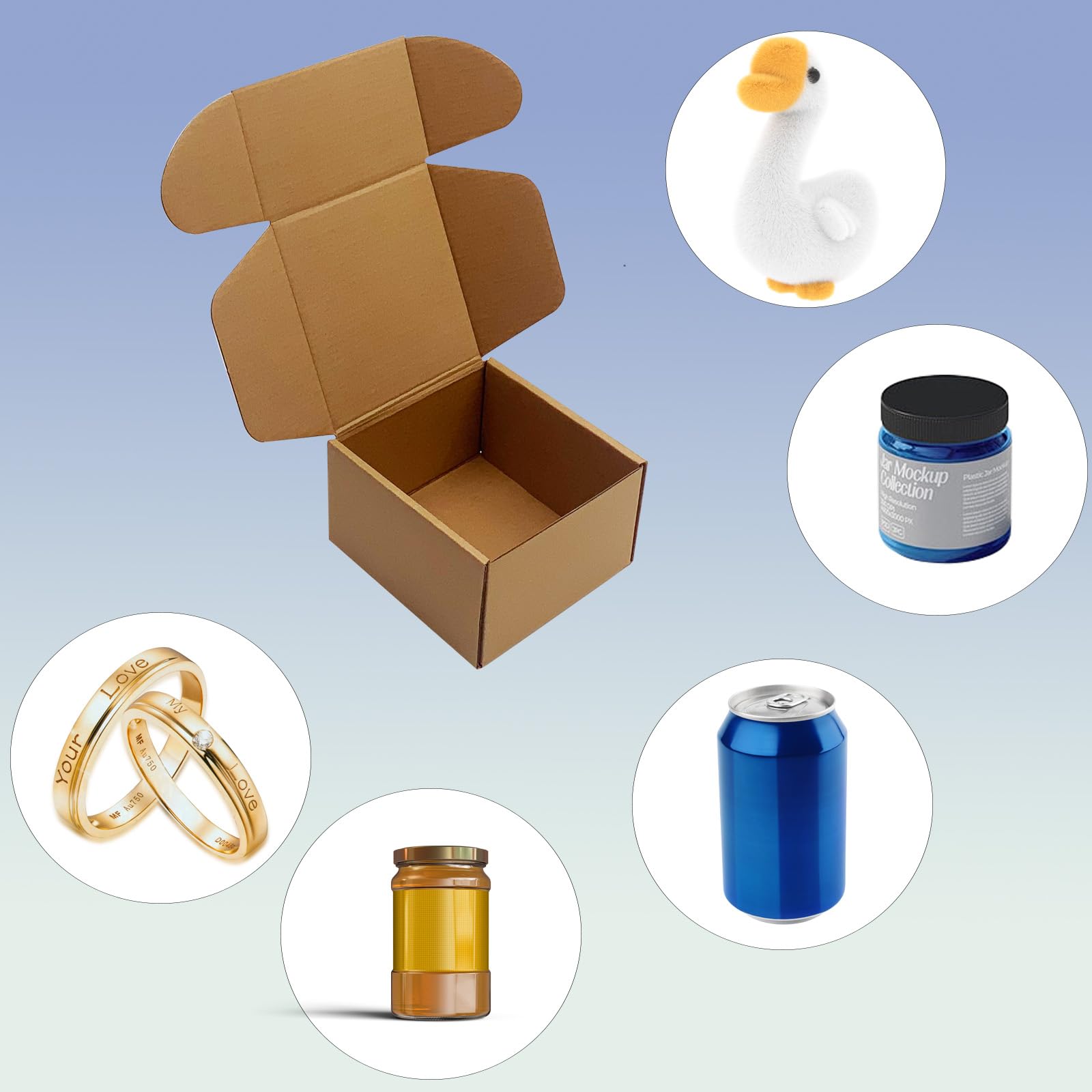 Versandkartons aus Wellpappe, 12,7 x 12,7 x 7,6 cm, Braun, 25 Stück, für kleine Unternehmen, Versandkartons, recycelbar, Umzugsaufbewahrung, Versandkartons, Großbuch, Literatur, Geschenk, 25 Stück