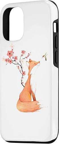 Miniatura 2 de Funda para iPhone 1212 Pro The Cute Fox And Colibrí Cherry Blossom Flower