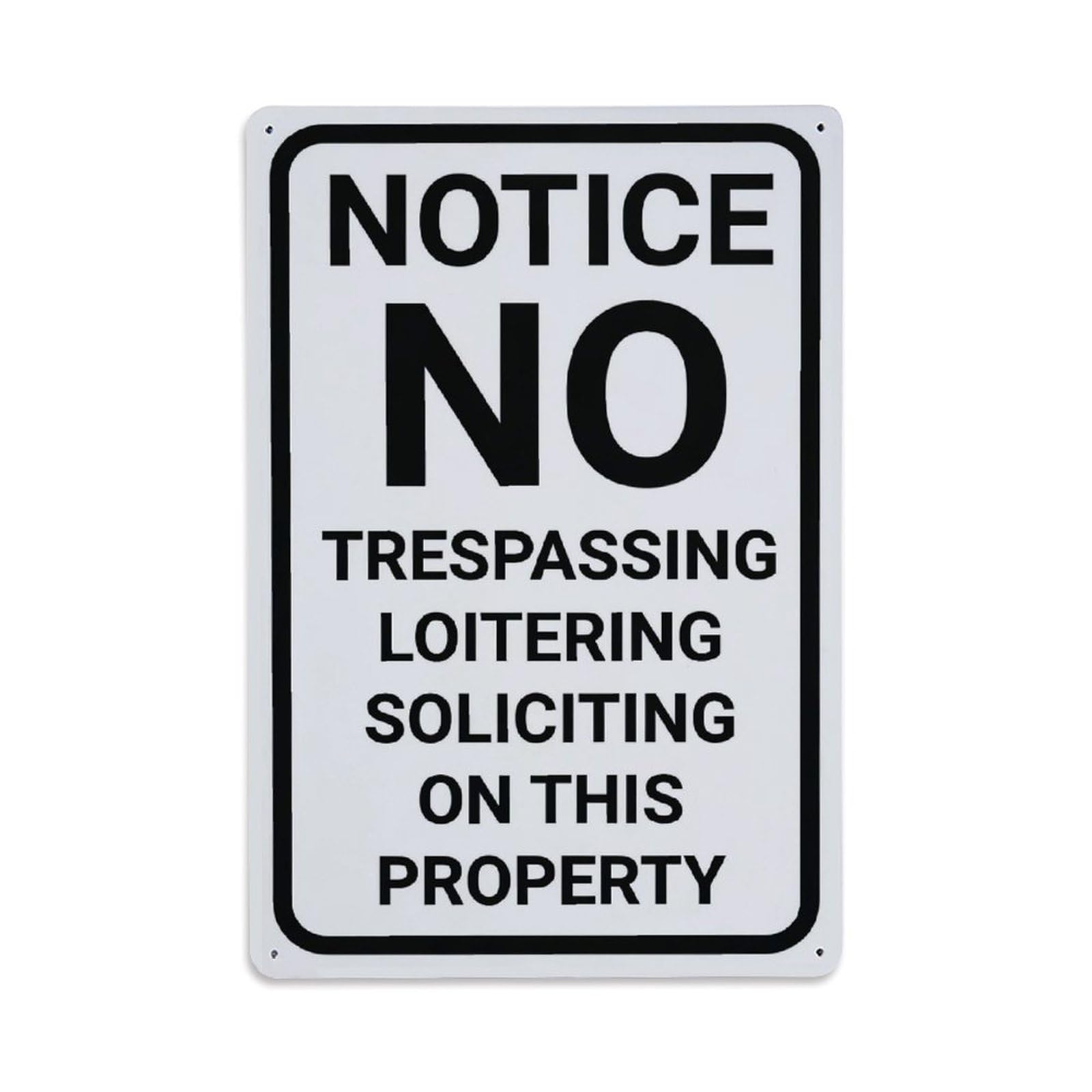 No Trespassing Loitering Soliciting Property Notice Sign Vintage Aluminium Metal Sign, Retro Wall Decor for Home, Bar, Garage & Farmhouse 30x20cm