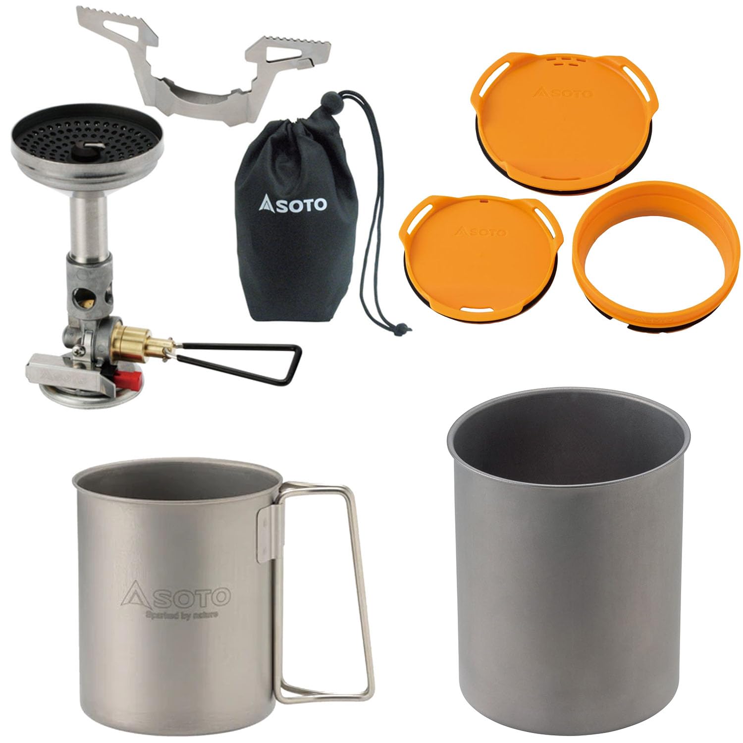 SOTO (Made in Japan) Single Burner Compact Stove with Built-in Micro Regulator (High Heat Power, Wind Resistant), OD Can, Storage Pouch Included, Solo, Trekking, Mountain Climbing, Micro Regulator : S