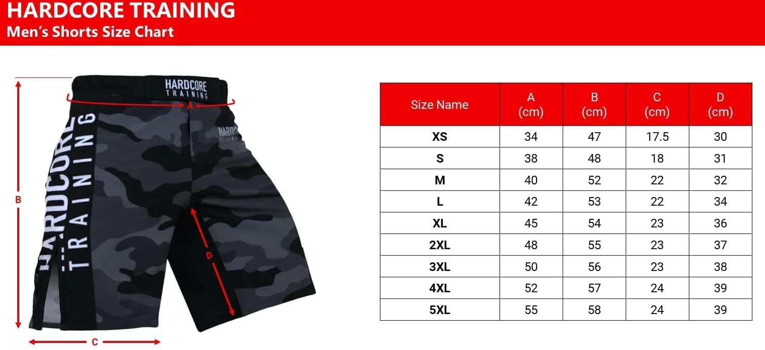 Hardcore Training Fighters Club Fight Shorts Hombre Pantalones Cortos MMA BJJ Boxeo Grappling Fitness No Gi