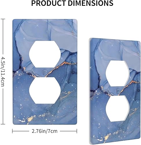 Miniatura 3 de Placas de interruptor de luz dúplex individuales de mármol azul dorado y cubiertas de enchufe, placa de pared eléctrica decorativa para receptáculo,