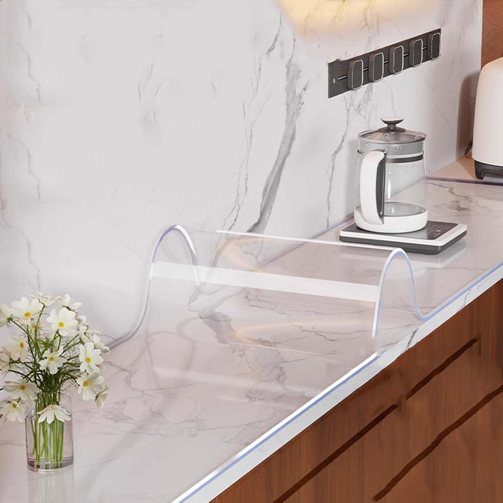 QBYRSSS Transparent Table Cover Protector Heavy Duty Clear Table Protector90x150cm PVC Plastic Table Cover 2mm Thick Waterproof Stain Resistant Easy to Clean Ideal for Dining and Kitchen Tables