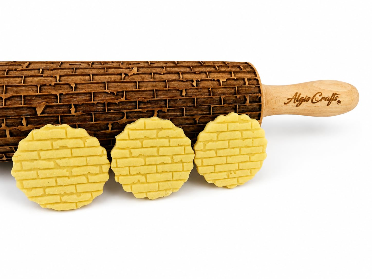 Rodillo BRICK para repostería casera y cerámica. Rodillo en relieve. Rodillo grabado con patrón de Algis Crafts