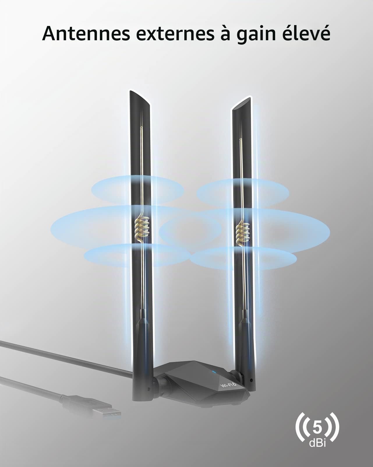 BrosTrend AX1800 WiFi 6 Clé WiFi USB Linux Puissante, Longue Portée Antenne | Bi-Bande 5GHz & 2.4G Dongle WiFi pour Ubuntu, Mint, Debian, Kubuntu, Mate, Zorin, Windows 11/10 etc. PC, Raspberry Pi, Odroid