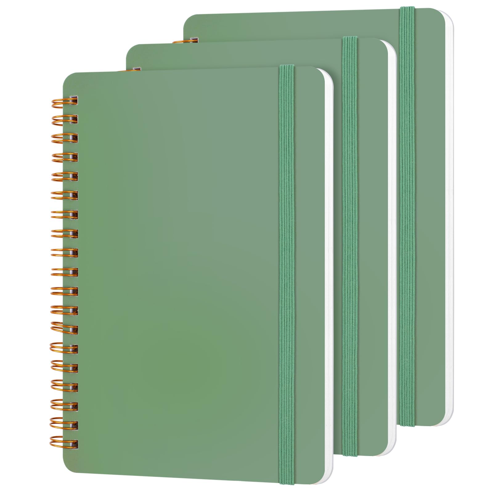 Utron 3 PCS Small Spiral Notebook 5x7, Notebooks for Note Taking, Green Spiral Journal Notebook, Work Notebook Small Notebooks 5x7 with Strap, Cute
