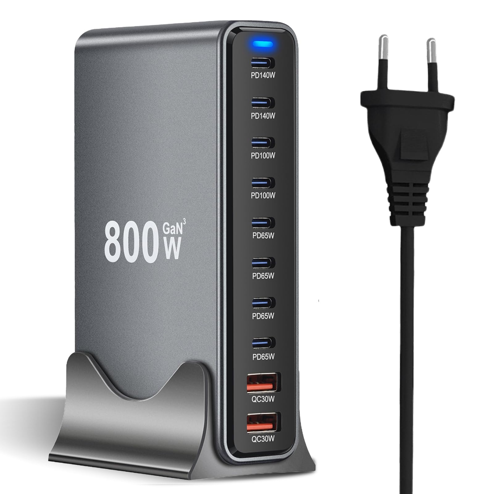 660 W USB C oplader, meerdere USB, PD140w, 100W, 65W, 10 poorten, snellader, Gan Power laadstation met 6 USB C 4 USB-A-poorten voor MacBook Air, iPad, iPhone 16 15Pro 14 13