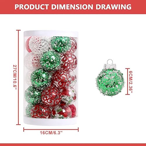 Miniatura 2 de 25 bolas de Navidad de 2.36 pulgadas, inastillables, color café, dorado, adornos colgantes para árbol de Navidad