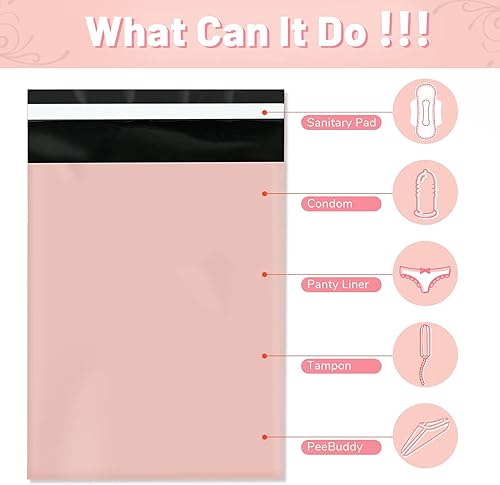 Miniatura 3 de SJORHNUS Bolsas de eliminación sanitaria para mujer, 100 bolsas de eliminación personales rosas para bolsas de eliminación de higiene femenina,