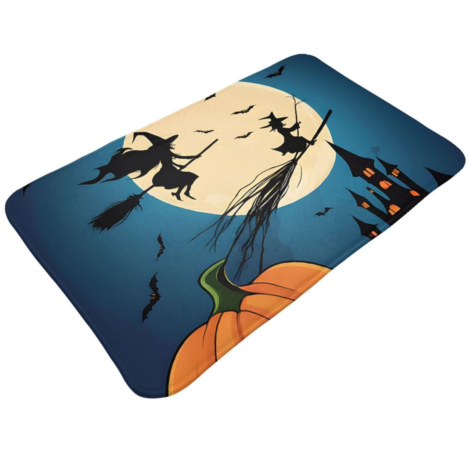 Pumpkin Halloween Print Living Room Bathroom Kitchen Anti Slip and Absorbent Carpet, Indoor Entrance Door Muddy Floor Mat, Ultra Soft Washable Carpet 21x31.5 Inches
