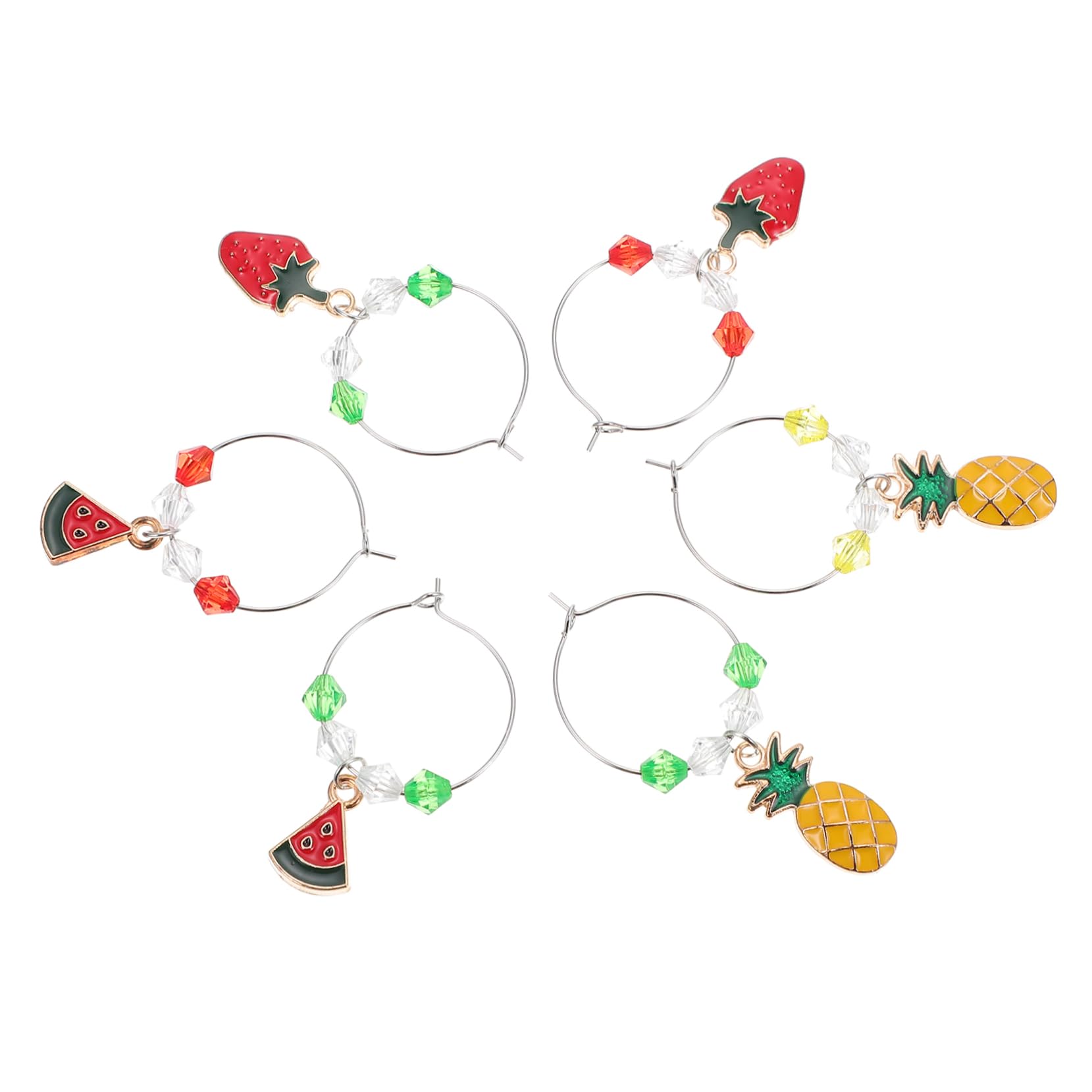 ABOOFAN 6Pcs Fruit Pattern Wine Glass Charms Cup Markers Unique Drink Tags for Easy Identification for Gatherings and Celebrations