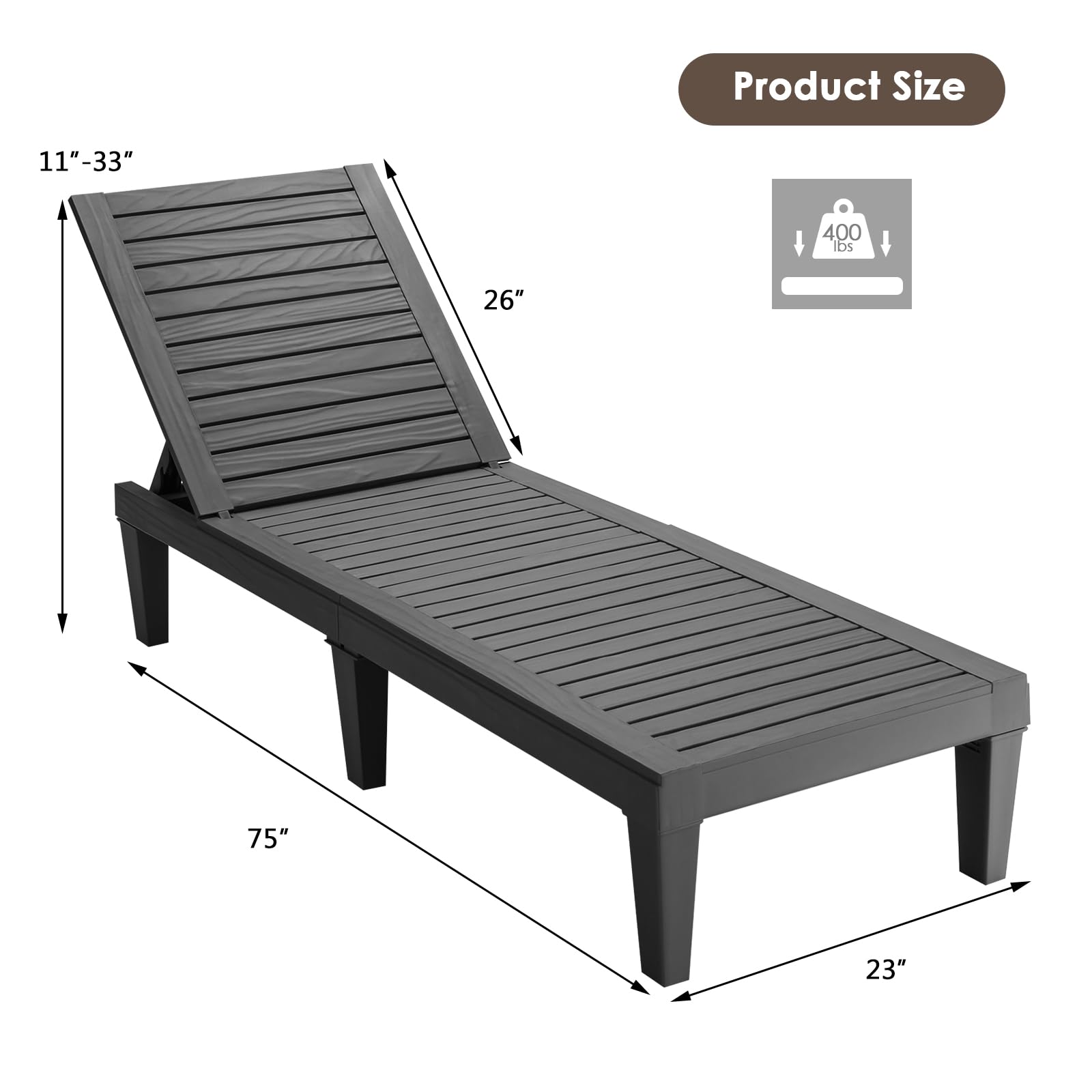 costway set of 2 patio folding chair recliner adjustable black