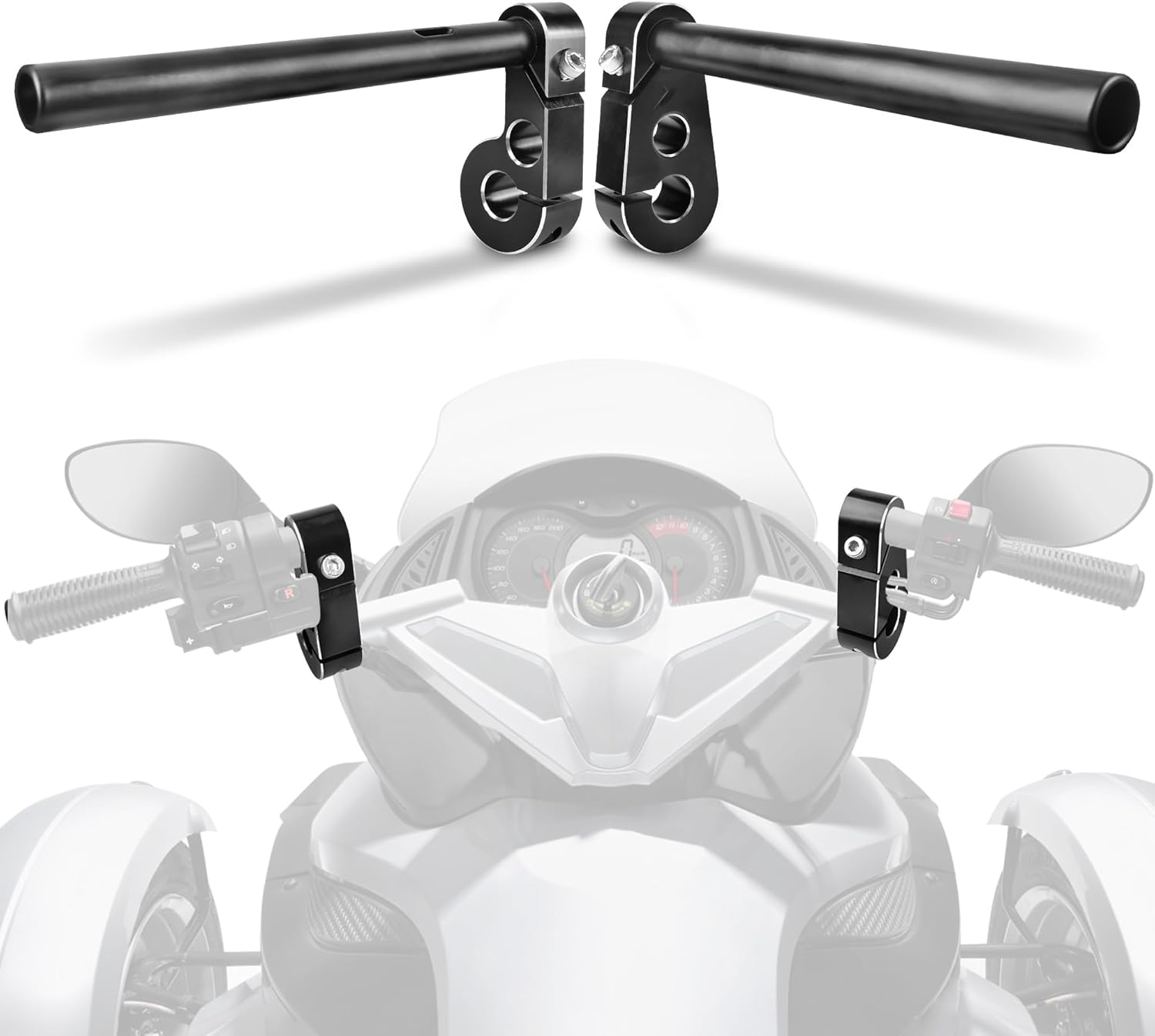 Billet Aluminum Pivot Handlebar Risers Clip On 7/8" Bar 3-1/2" Pullback Split HandleBar Fit for Can Am Spyder SE5/SM5 08-09 & RS/GS 08-12 (Black1)