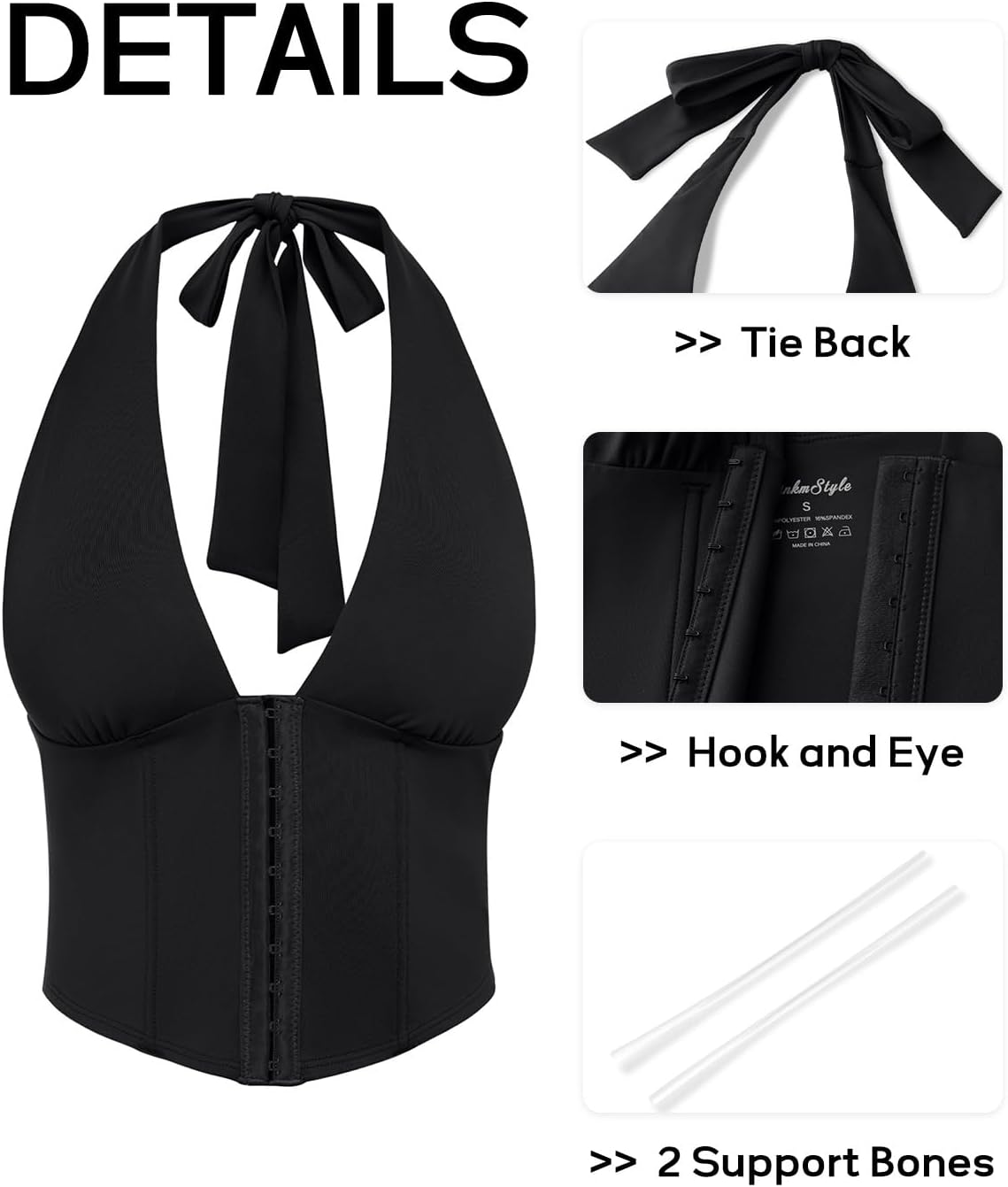 PINKMSTYLE Women Tank Tops Halter Corset Sexy Sleeveless Backless V Neck Asymmetrical Crop Top Summer Y2k Going Out Clothes