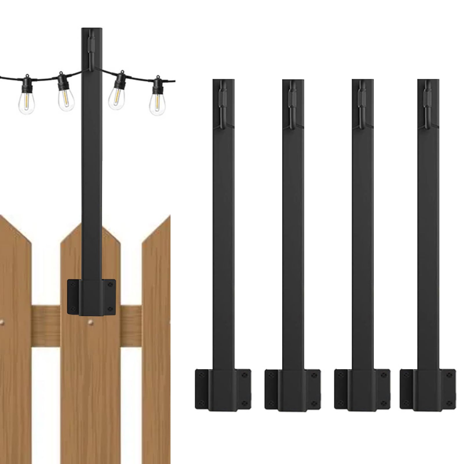Tefola Confezione da 4 pali luminosi da 4 m, per esterni, da appendere al giardino, con gancio, supporto per illuminazione da patio, luci a LED, cortile, terrazza, decorazione per feste, pub, patio
