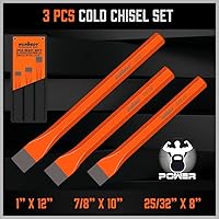 Vista 3 de HORUSDY Juego de cinceles fríos resistentes de 3 piezas, largo de 8 pulgadas, 10 pulgadas, 12 pulgadas, con bolsa de rollo, 1 pulgada, 7/8 pulgadas