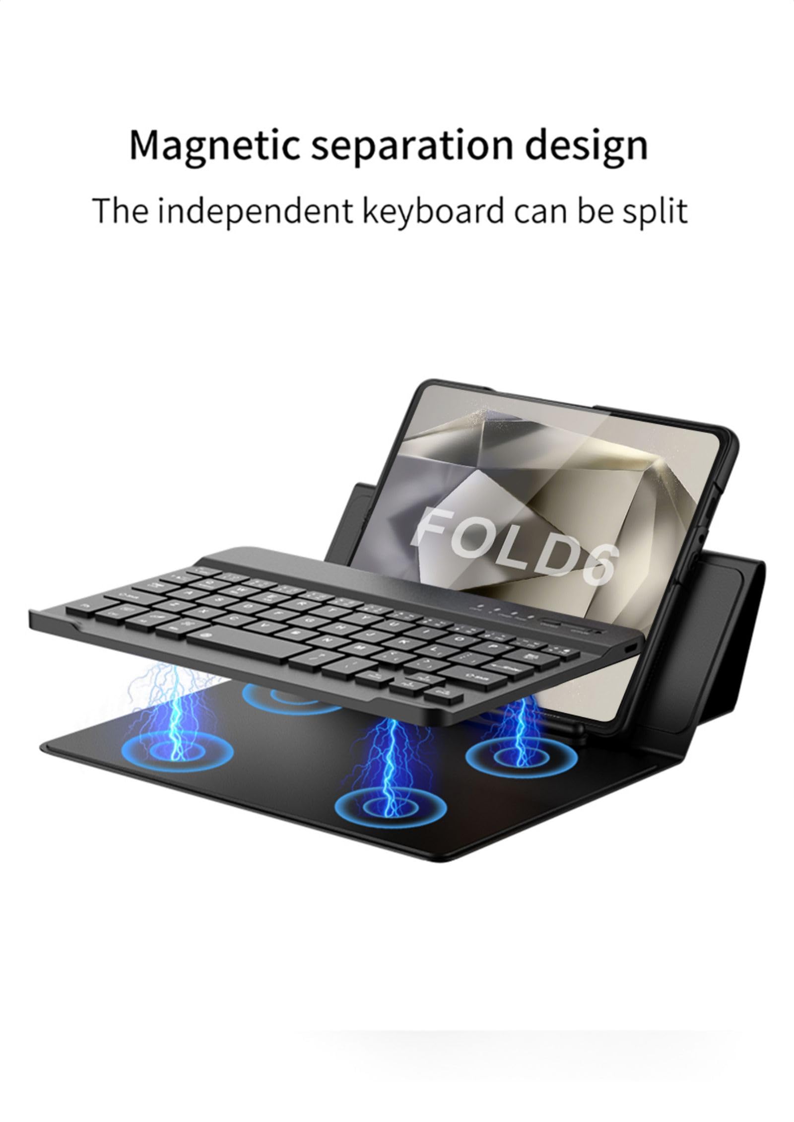 COQUE Kit di accessori per ufficio mobile per Samsung Galaxy Z Fold 6, custodia per tastiera/tastiera/slot per penna/custodia per supporto/custodia pieghevole in pelle Kit da ufficio-Fibra carbonio