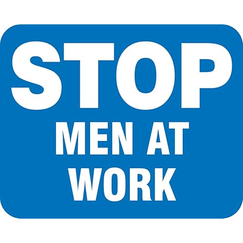 Accuform FRR362BU Engineer-Grade Prismatic Sign, Legend"Stop Men at Work", 0.080" Thickness, Aluminum, 12" x 15", White on Blue