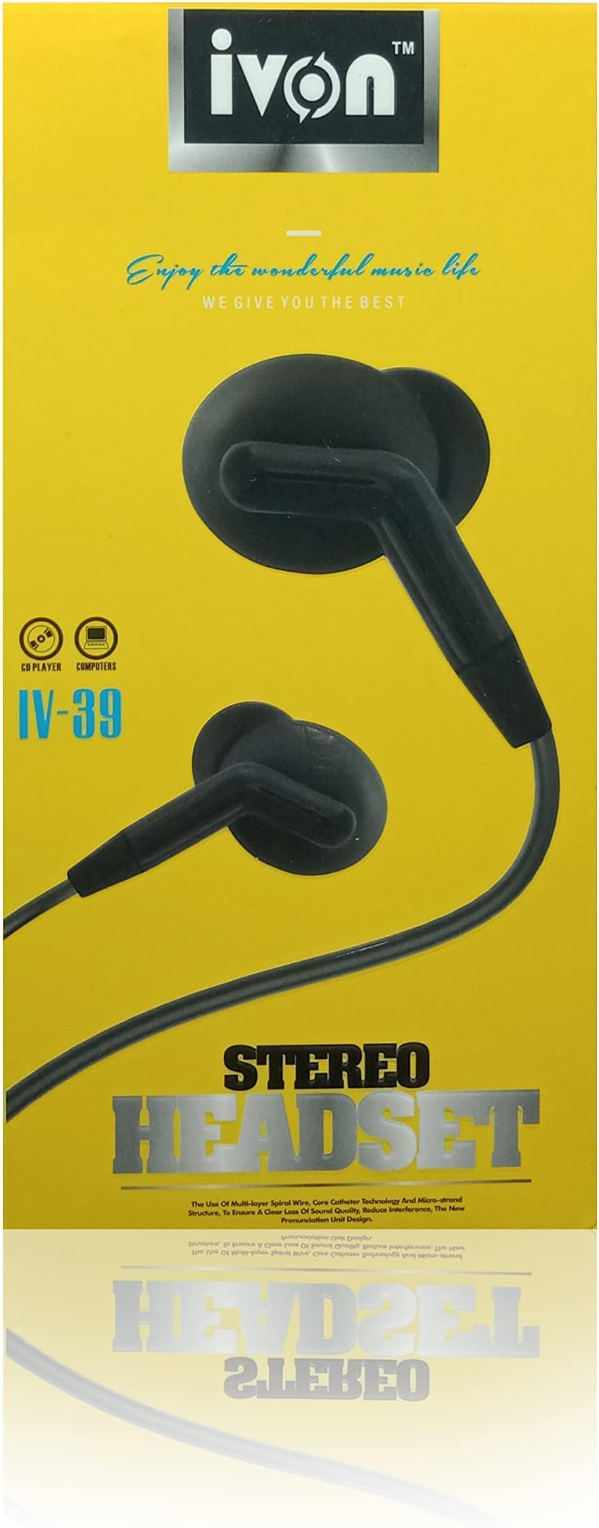 Ivon IV-39 Wired Headset (Black, in The Ear)