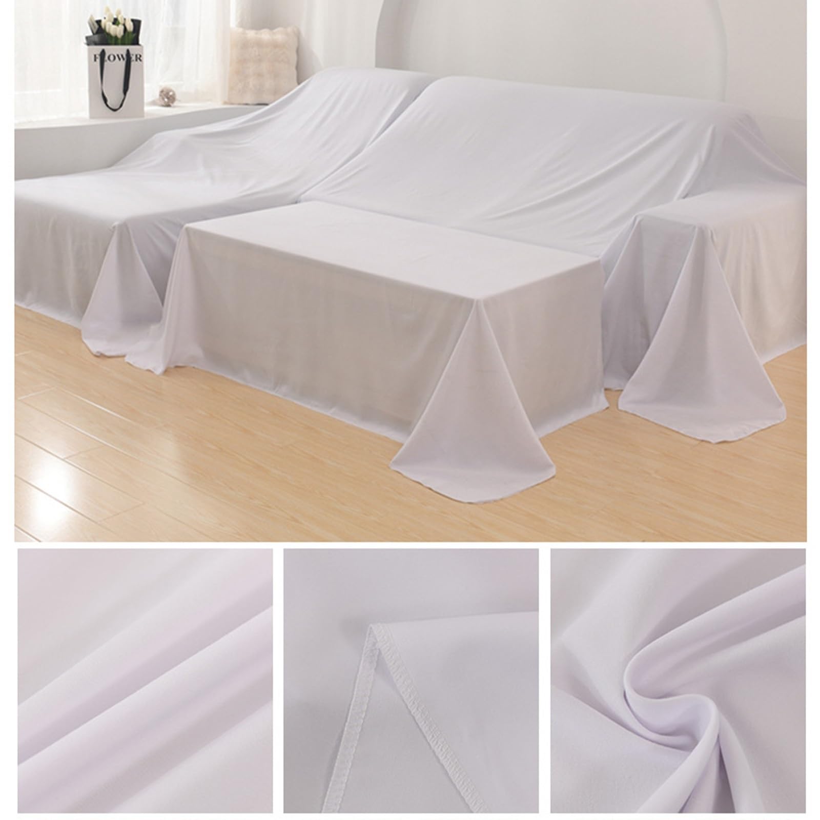 AHTCPO Dustproof Covers Living Room, for Indoor Living Room Couches Coves?Bed Coves, Machine Washable(White,2.4 * 3m)