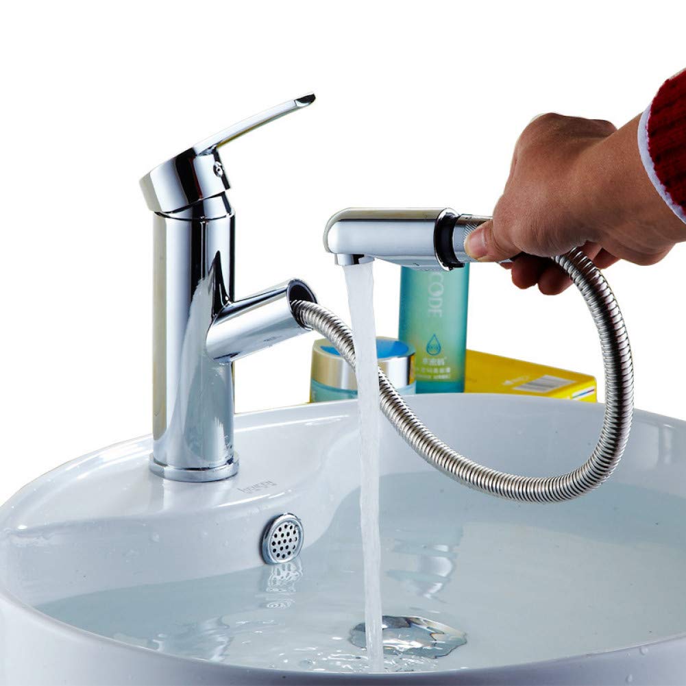 Mitigeur de lavabo extractible en laiton à levier unique pour un montage sur pont