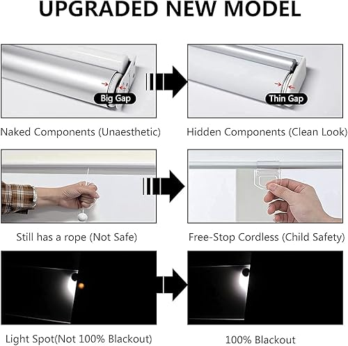 Miniatura 2 de Persilux Persianas enrollables 100 % opacas y sin cordones para ventanas, con aislamiento térmico para puertas, hogar y sala de estar, montaje