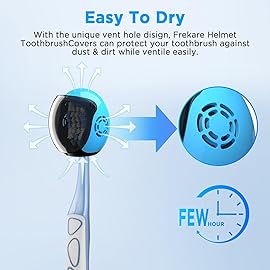 Frekare Helmet Toothbrush Covers Caps, Fits Most Manual and Electric Tooth Brushes, 4 Count (White, White, Grey, Black)
