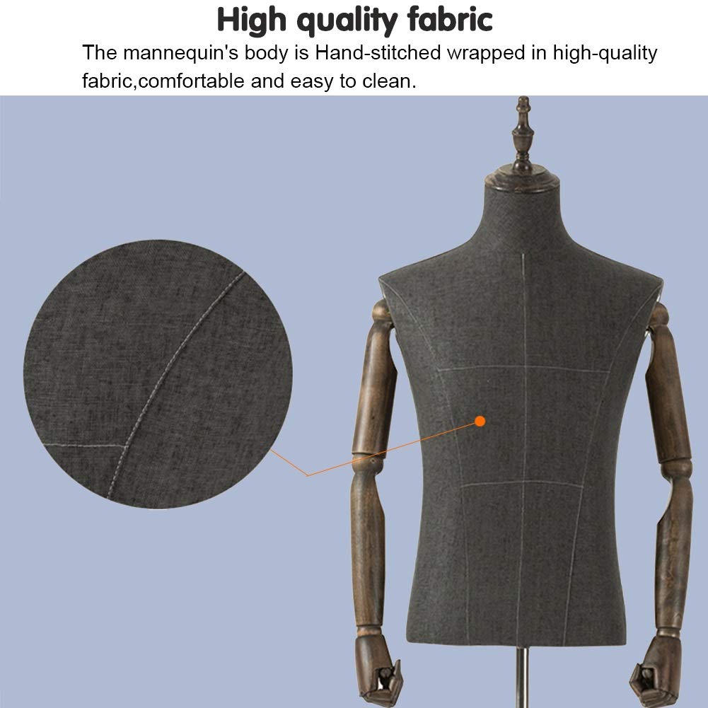 TOPMASTER Black Male Mannequin | 72.8" Tall, Realistic Proportions | For Retail, Fashion Display