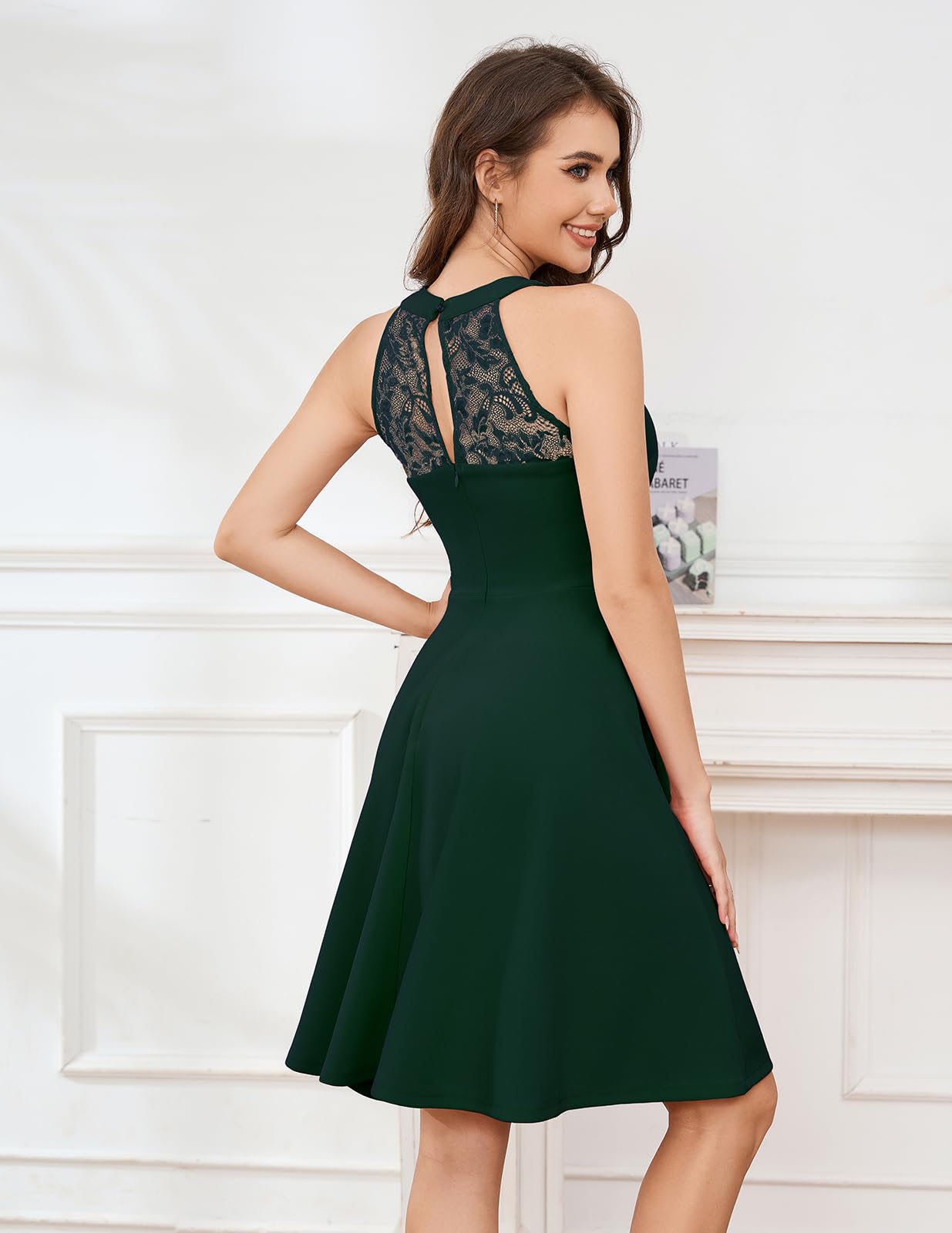 Bbonlinedress Robe de Soirée Cocktail Femme Swing Vintage pour Bal Guinguette Fête Guinguette Déguisement Mariage invité