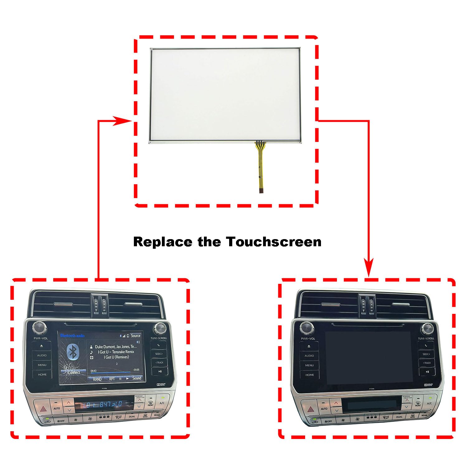 COSENSE 8-Inch Navigation Touch Screen Digitizer – For Lexus GX460 Radio Stereo, 8-Pin, Glass