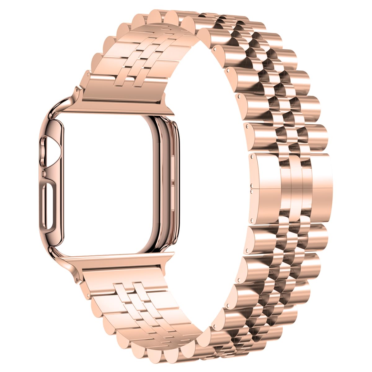 baozai Compatible Apple Watch Bands 46mm 45mm 44mm 42mm 41mm 40mm 38mm, Stainless Steel Band with Screen Protector Case for Apple Watch Series 12/11/10/9/8/7/6/5/4/3/2/1/SE3