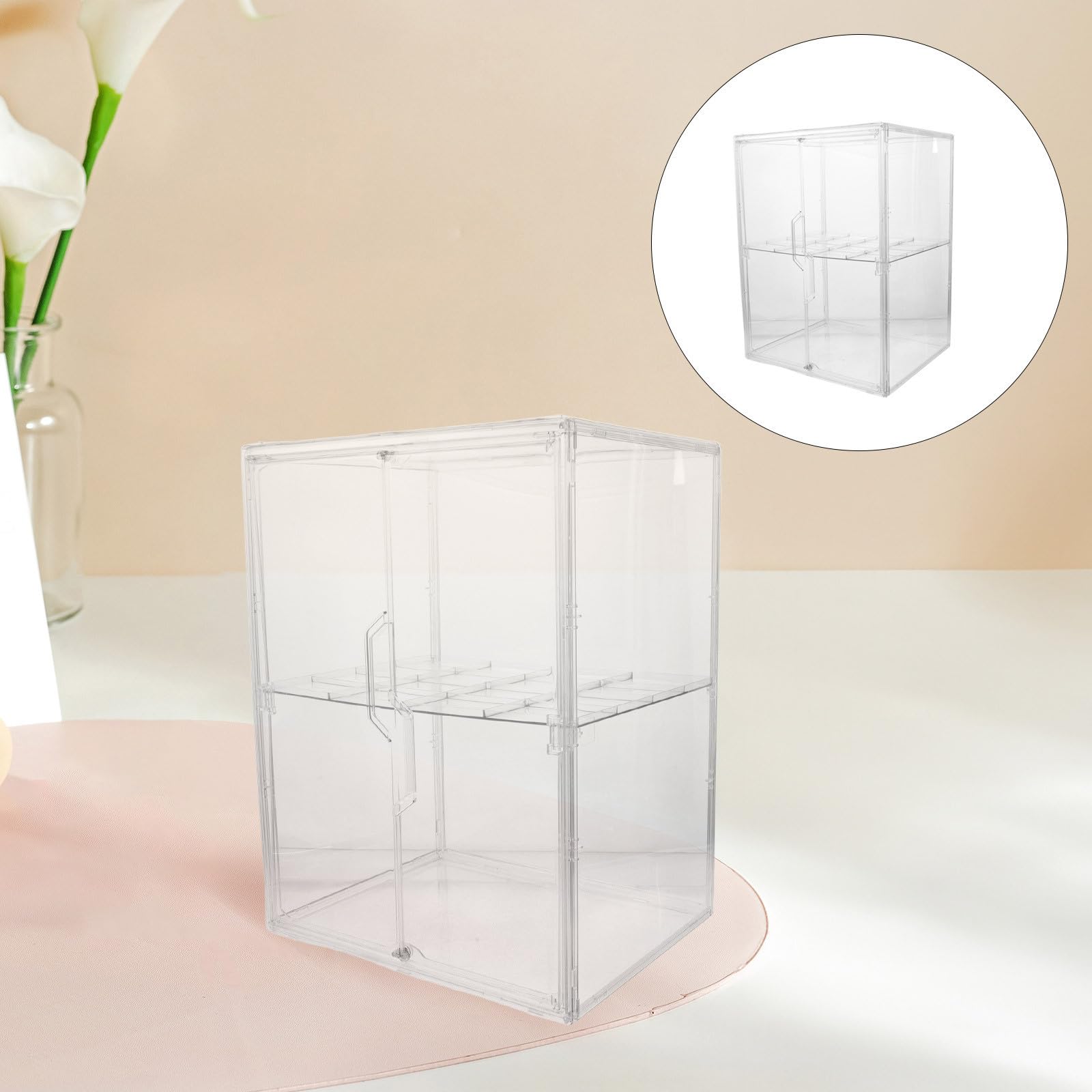 PRETYZOOM Babyflaschen Aufbewahrungsregal aus Acryl mit 2 Ebenen und Doppelten Türen Modernes Design Verhindert Wasseransammlungen für Badezimmer und Babyzimmer
